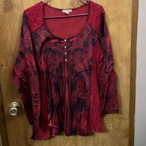 Maroon Top, 3X long sleeve